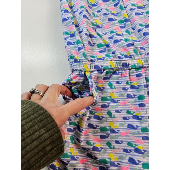 Vineyard Vines EUC girls pocket romper sz S 7-8 whale all over print multicolor - Picture 6 of 9